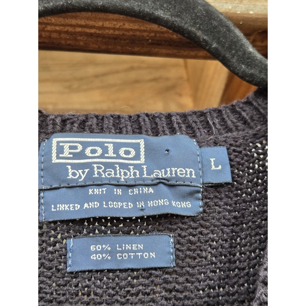 2 Vintage Polo Ralph Lauren Knit GOLF Sweater Vest Linen Cotton Men's Large - Picture 6 of 13